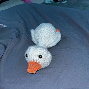 Crochet White and Orange goose plush